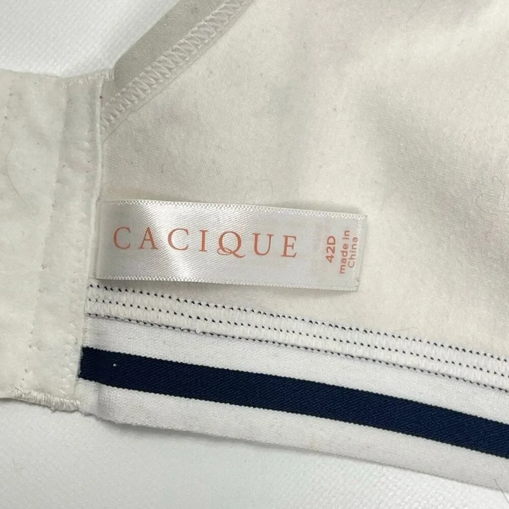 Cacique Lane Bryant Unlined Full Coverage No Wire White Stars Bra Women Size 42D